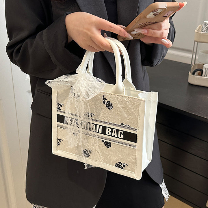 Fashionable Tote Bag with Lace Detail