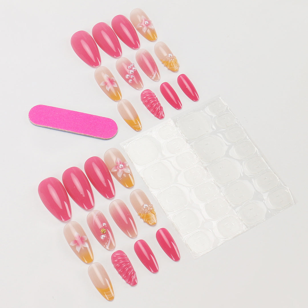 Decorative Floral Long Press-On Nail Set Stornfield