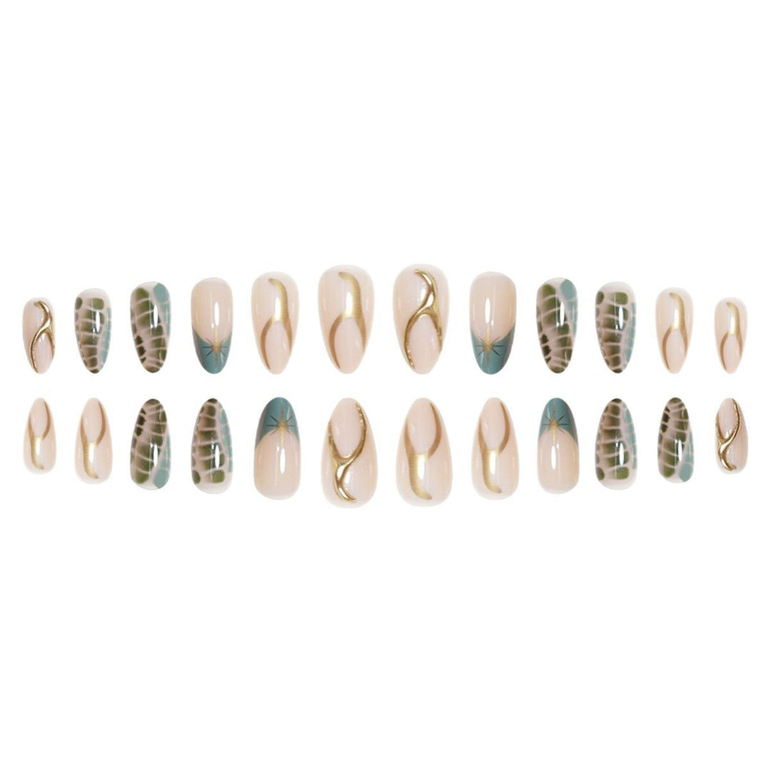 Artistic Almond-Shaped Press-On Nail Extensions Stornfield