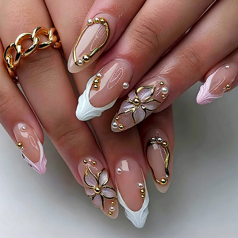 Elegant artificial nails with floral design Stornfield