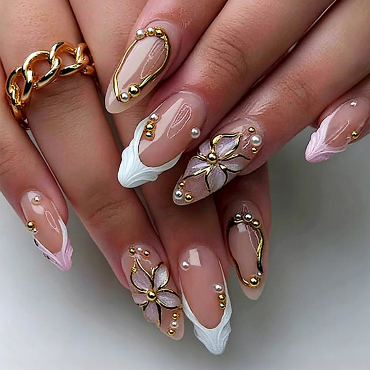 Elegant artificial nails with floral design Stornfield