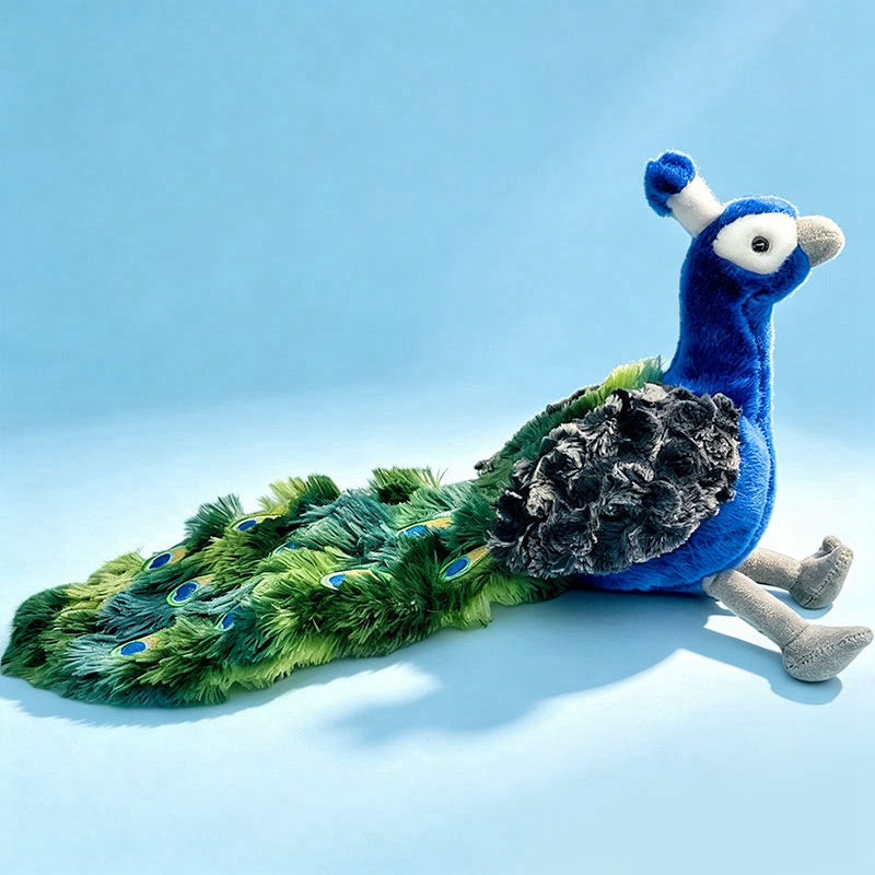 Plush Sitting Peafowl Comforter with Oversized Fluffy Tail Stornfield