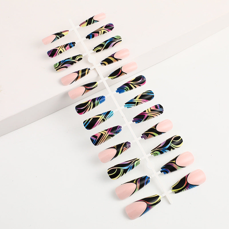 Artificial nail tips with colorful abstract design Stornfield