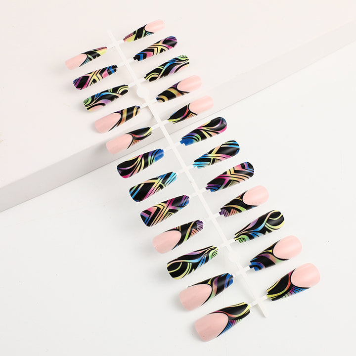 Artificial nail tips with colorful abstract design Stornfield
