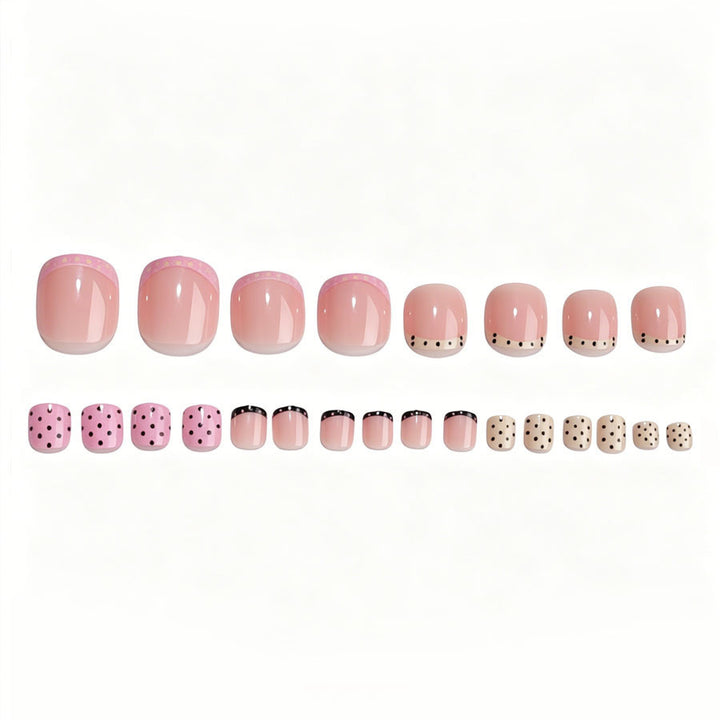Artificial Nail Set with elegant French tip and creative dots Stornfield