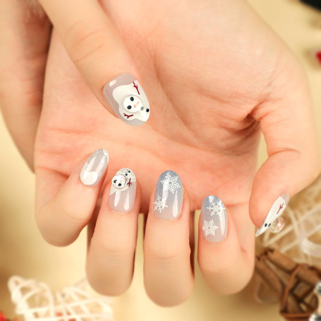 Artful Winter Nail Extensions with Snowman Design Stornfield