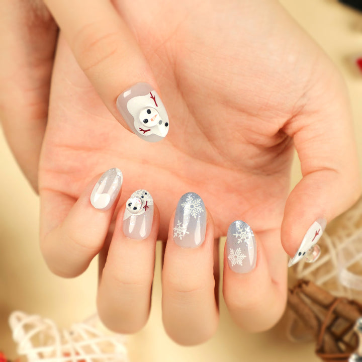 Artful Winter Nail Extensions with Snowman Design Stornfield