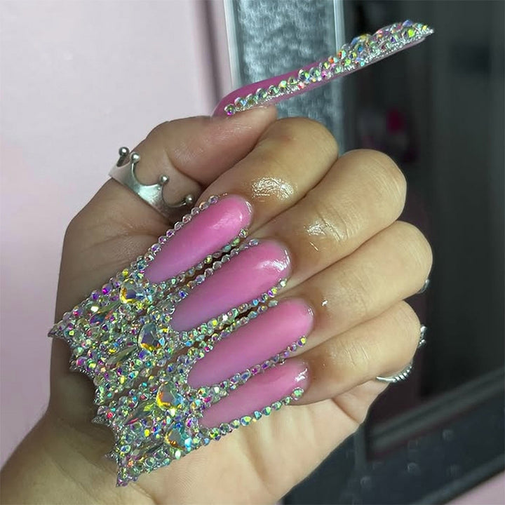 Glamorous Crystal-Embellished Press-On Nails Stornfield