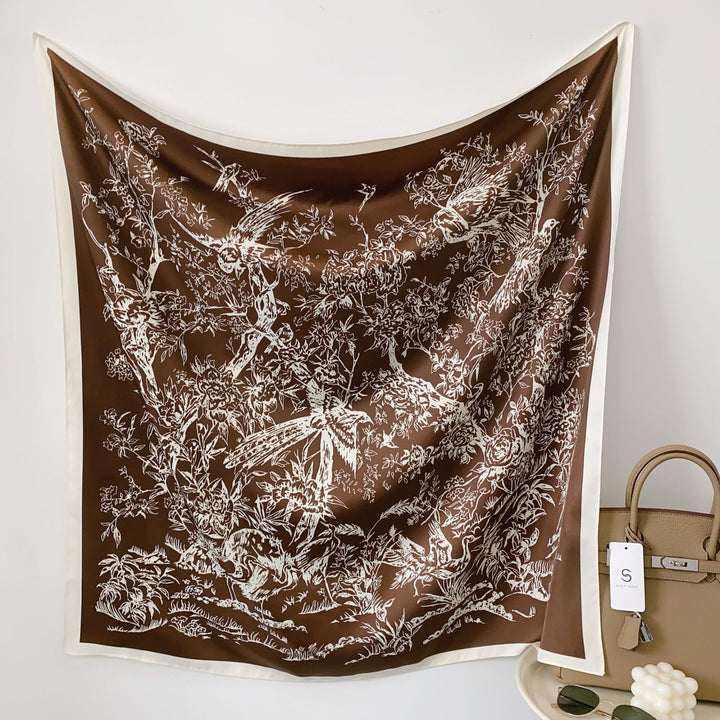 Women's silk scarf in elegant botanical design Stornfield