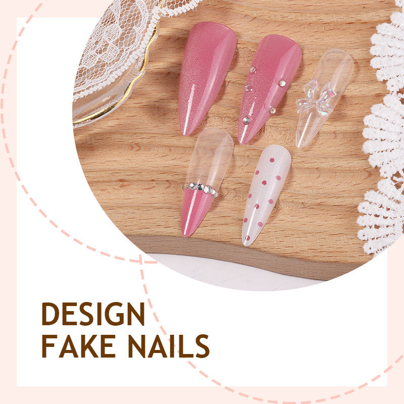 Artificial Nail Design Set with Glamorous Glitter and Pearl Decorations Stornfield