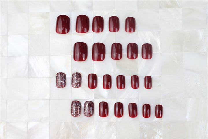 Glossy Press-On Nail Set with Glitter Accents Stornfield