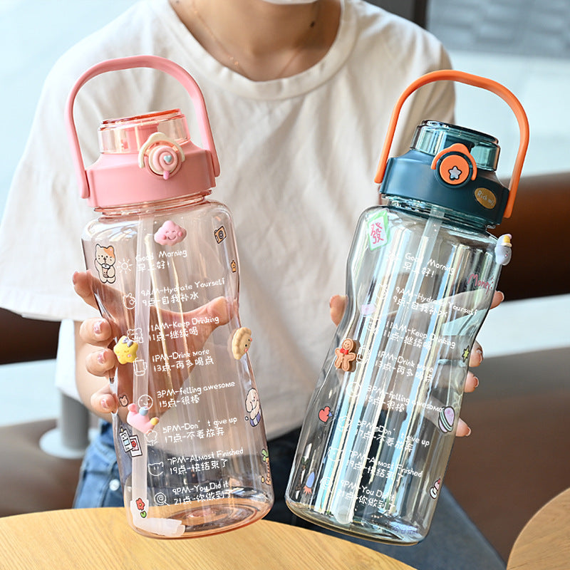 Women’s water bottle with integrated time marking and practical carrying handle Stornfield