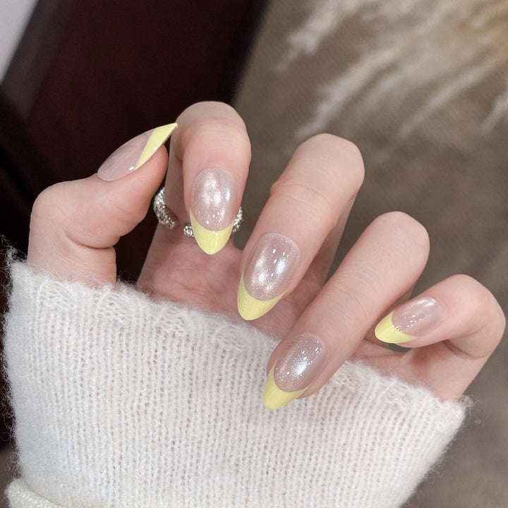Elegant Glitter French Tip Press-On Nails