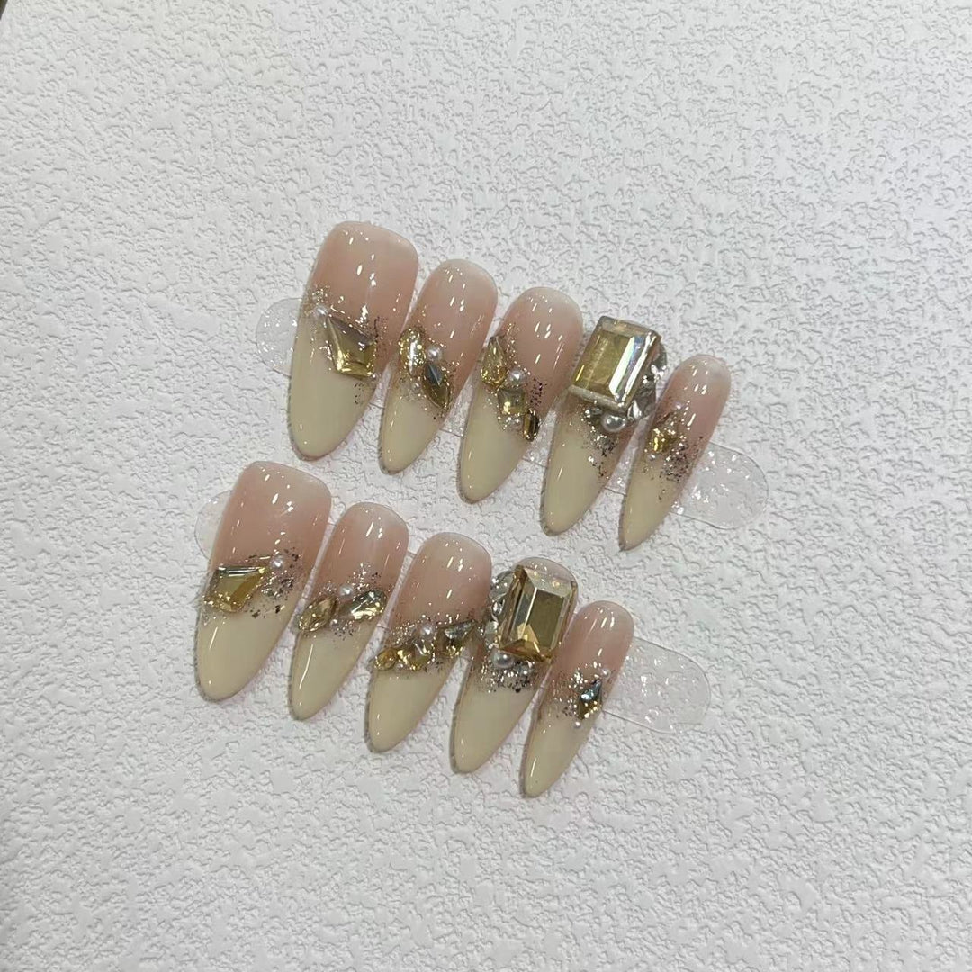 Glamorous Stiletto Press-On Nail Set with Metallic Accents Stornfield