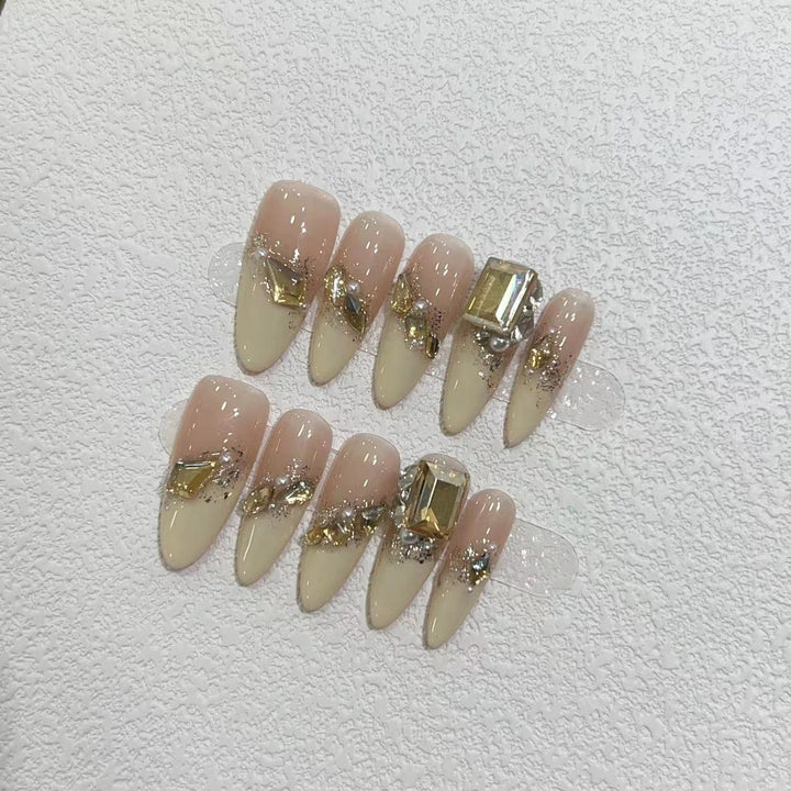 Glamorous Stiletto Press-On Nail Set with Metallic Accents Stornfield