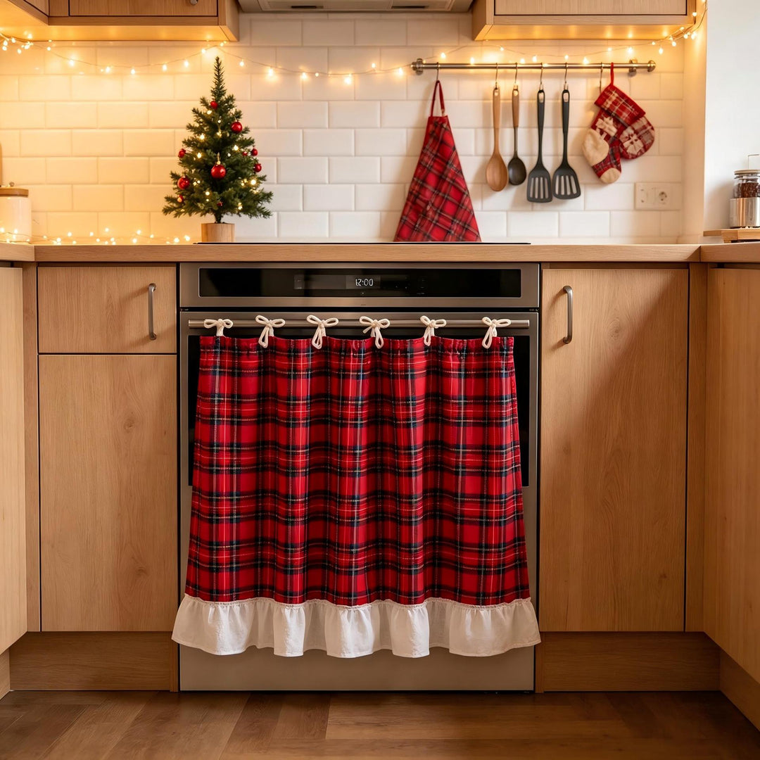 Apron with casual check pattern