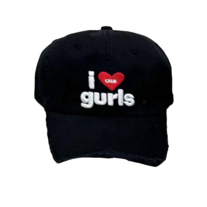 Women's Distressed Cotton Baseball Cap with Fun Embroidery Stornfield