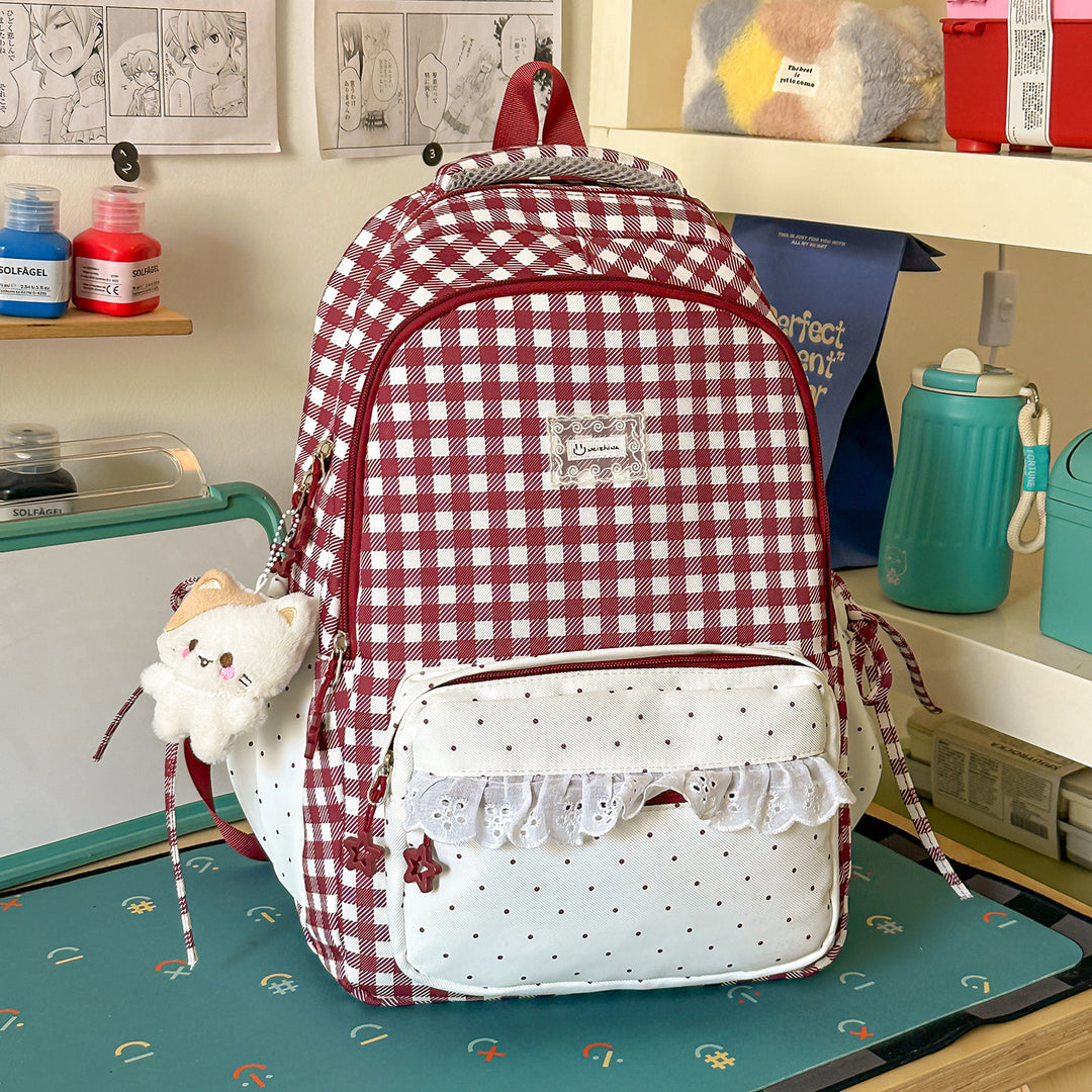 Playful Gingham Patterned School Backpack Stornfield