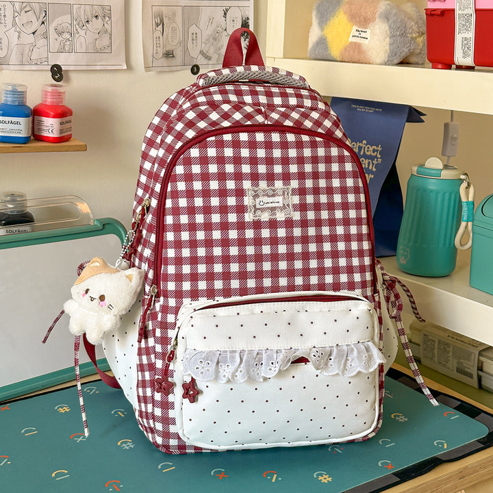 Playful Gingham Patterned School Backpack Stornfield