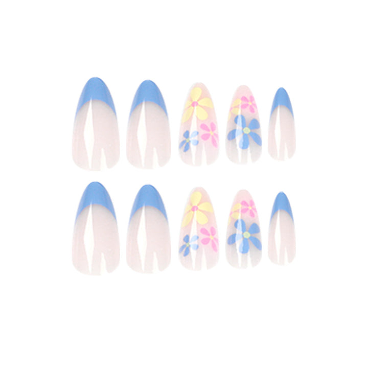 Artificial nail art with floral design and gradient Stornfield