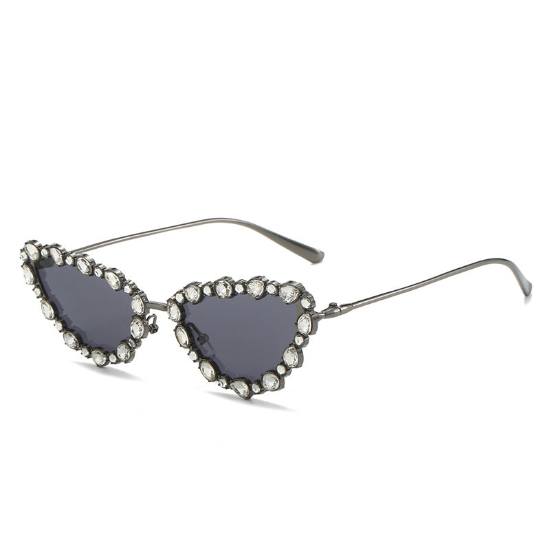 Heart-Shaped Rhinestone-Embellished Sunglasses Stornfield
