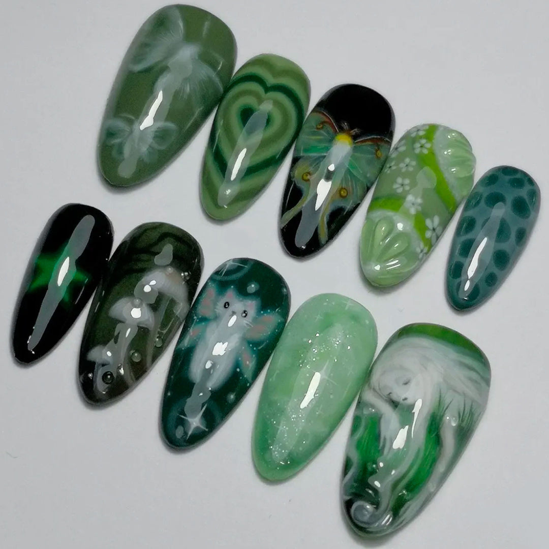 Artistic 3D Sea-Inspired Press-On Nail Art Stornfield