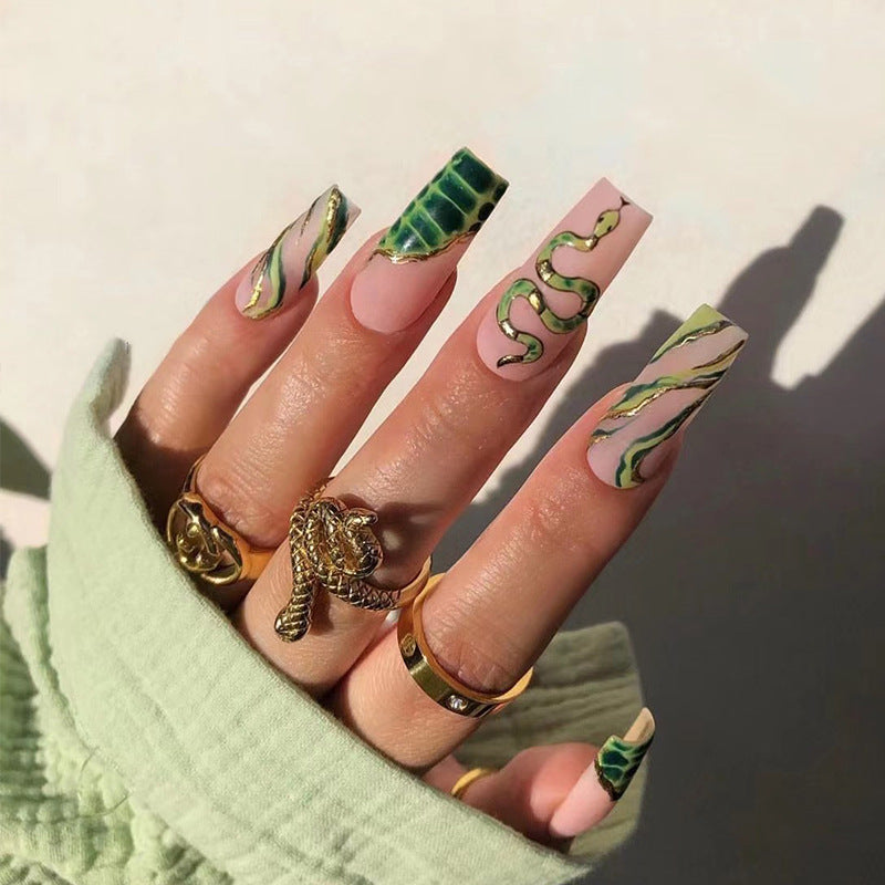 Artful Nail Extensions with Serpentine Design Stornfield