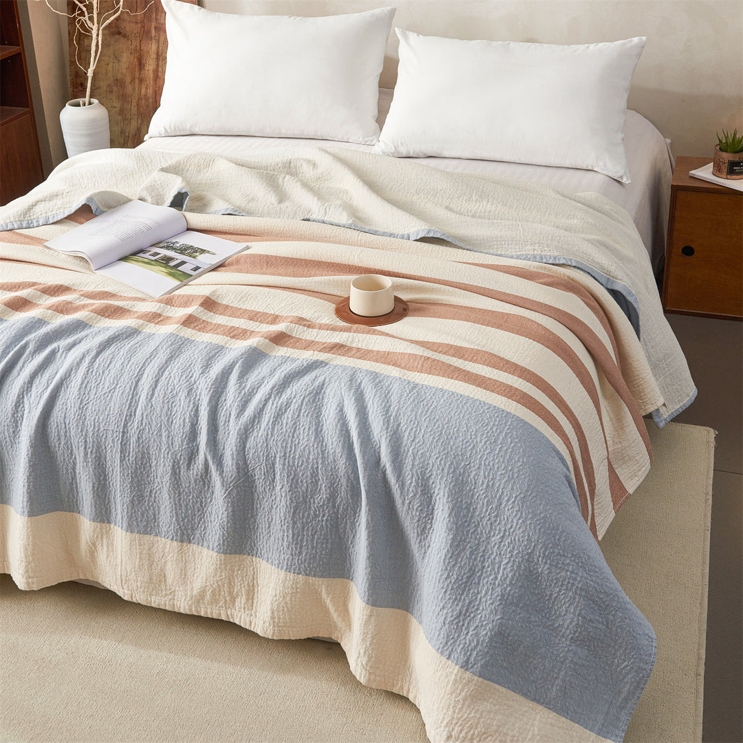 Reversible Floral Jacquard Cotton Coverlet Quilt Bedspread