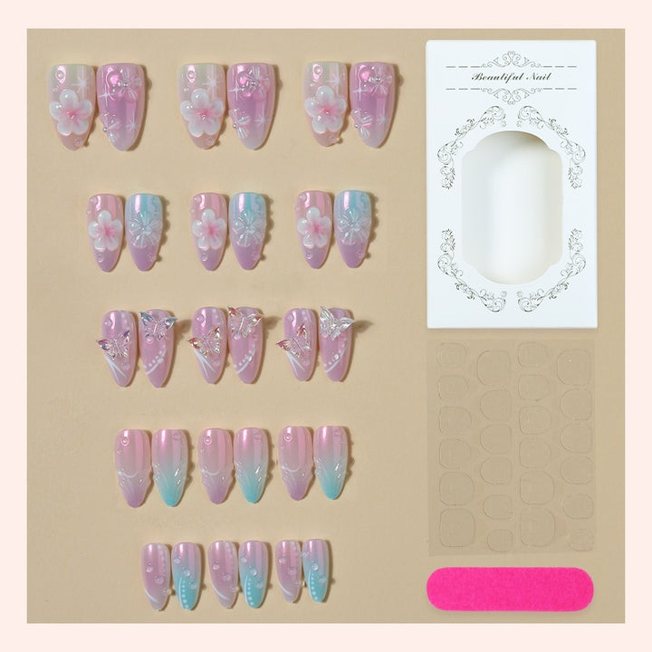 Creative nail art set with delicate flower and glitter details Stornfield