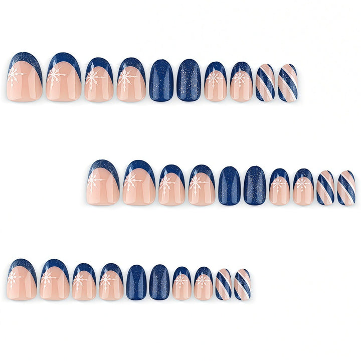 Artificial nails with sparkling blue and floral design Stornfield