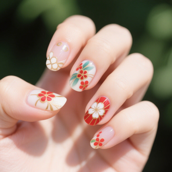 Floral French Tip Acrylic Nail Enhancements Stornfield