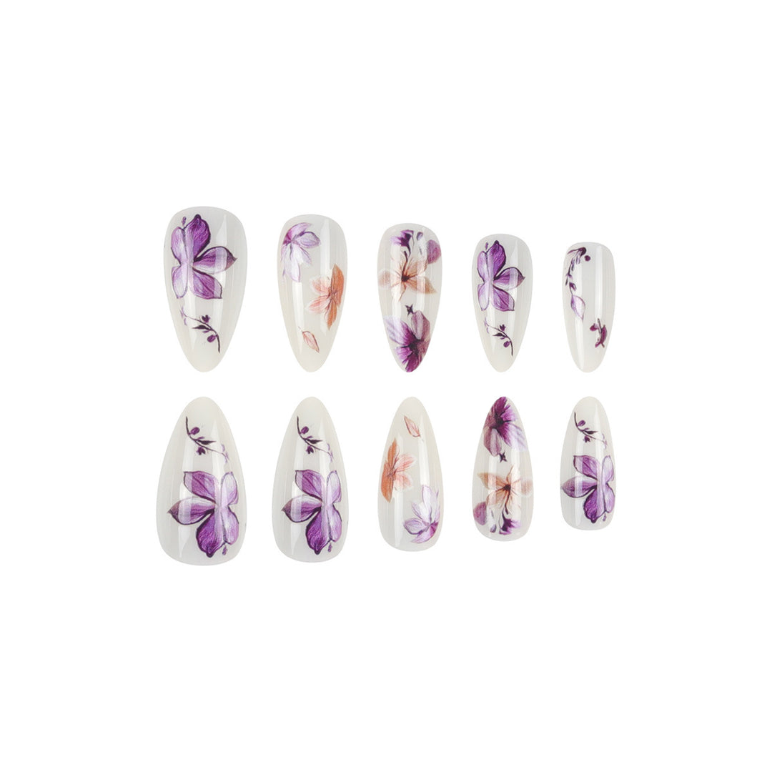 Floral Design Stiletto Press-On Nails Stornfield
