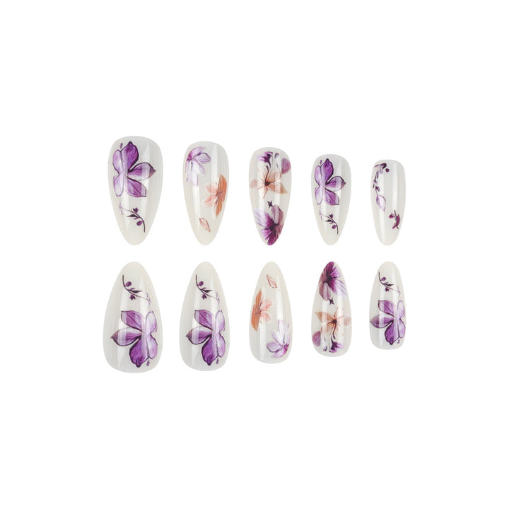 Floral Design Stiletto Press-On Nails Stornfield