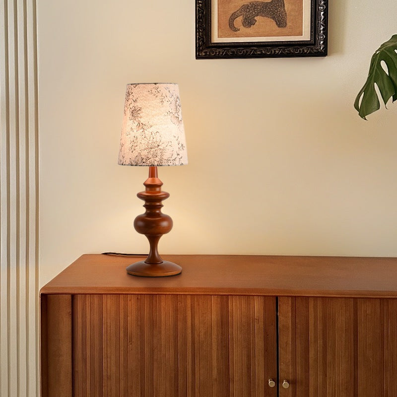 Decorative Table Lamp with Floral Fabric Shade