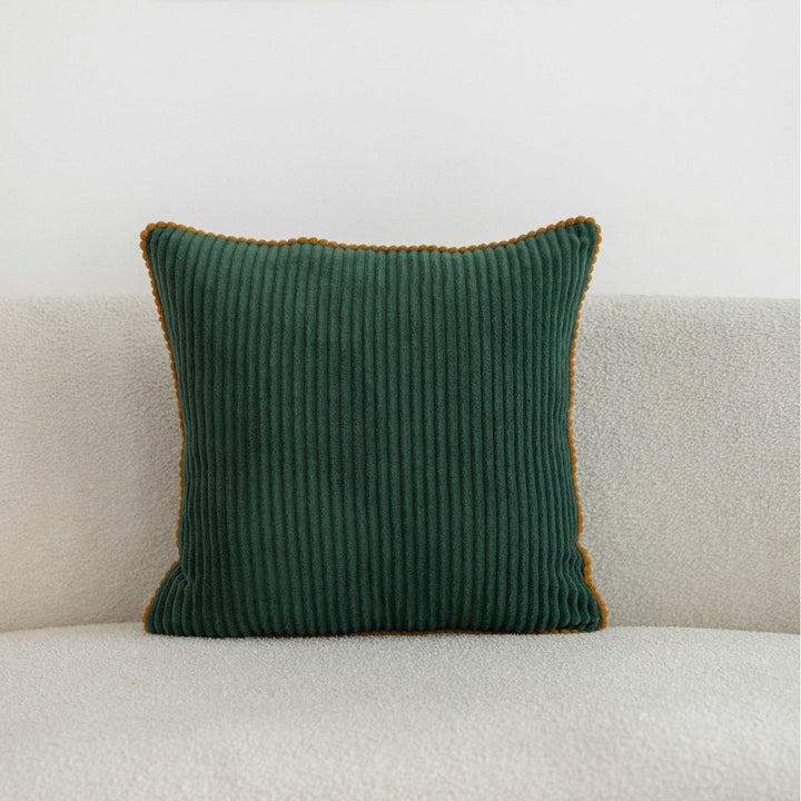 Ribbed Corduroy Square Throw Pillow with Scalloped Edge