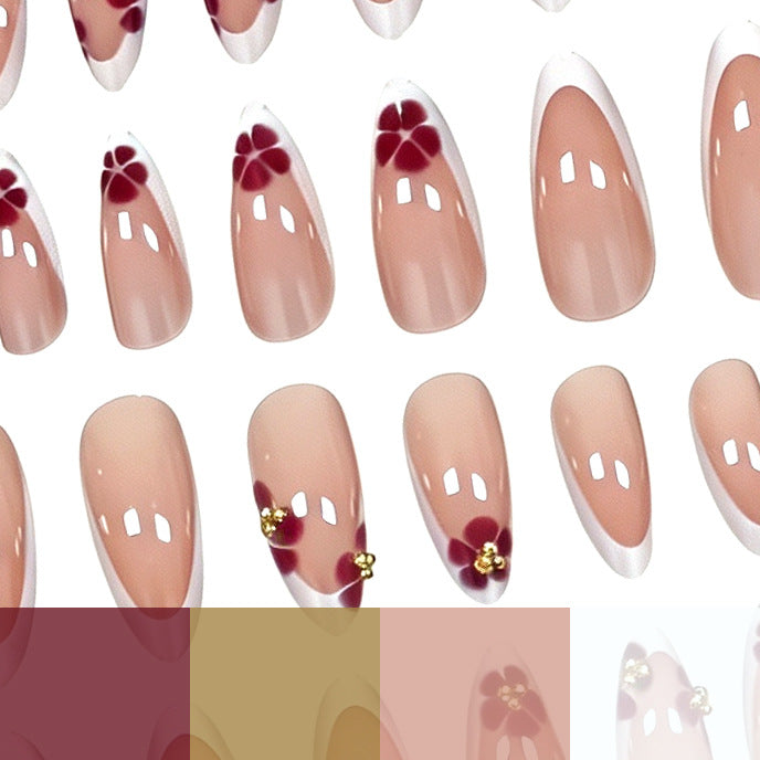 Artistic Floral French Tip Press-On Nails Stornfield