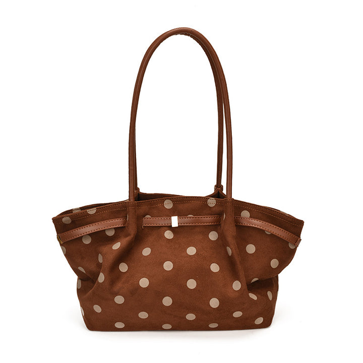 Polka Dot Suede Shoulder Tote