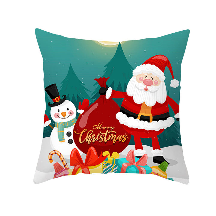Festive Christmas Decorative Throw Pillow Cover with Holiday Gift and Snowflake Print