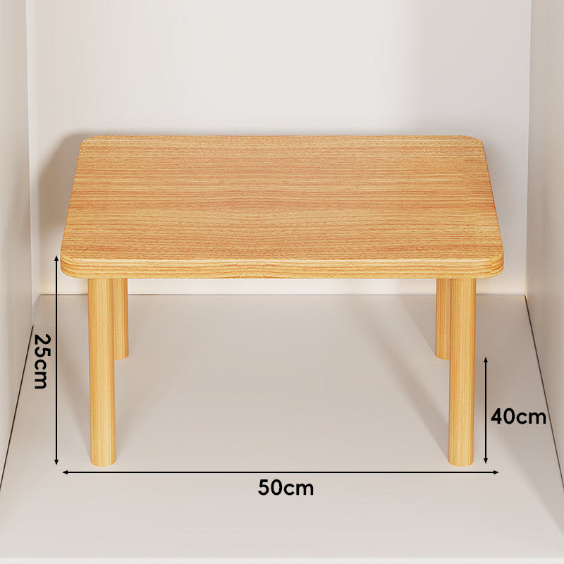 Height-Adjustable Rectangular Wooden Riser Table with Detachable Round Legs