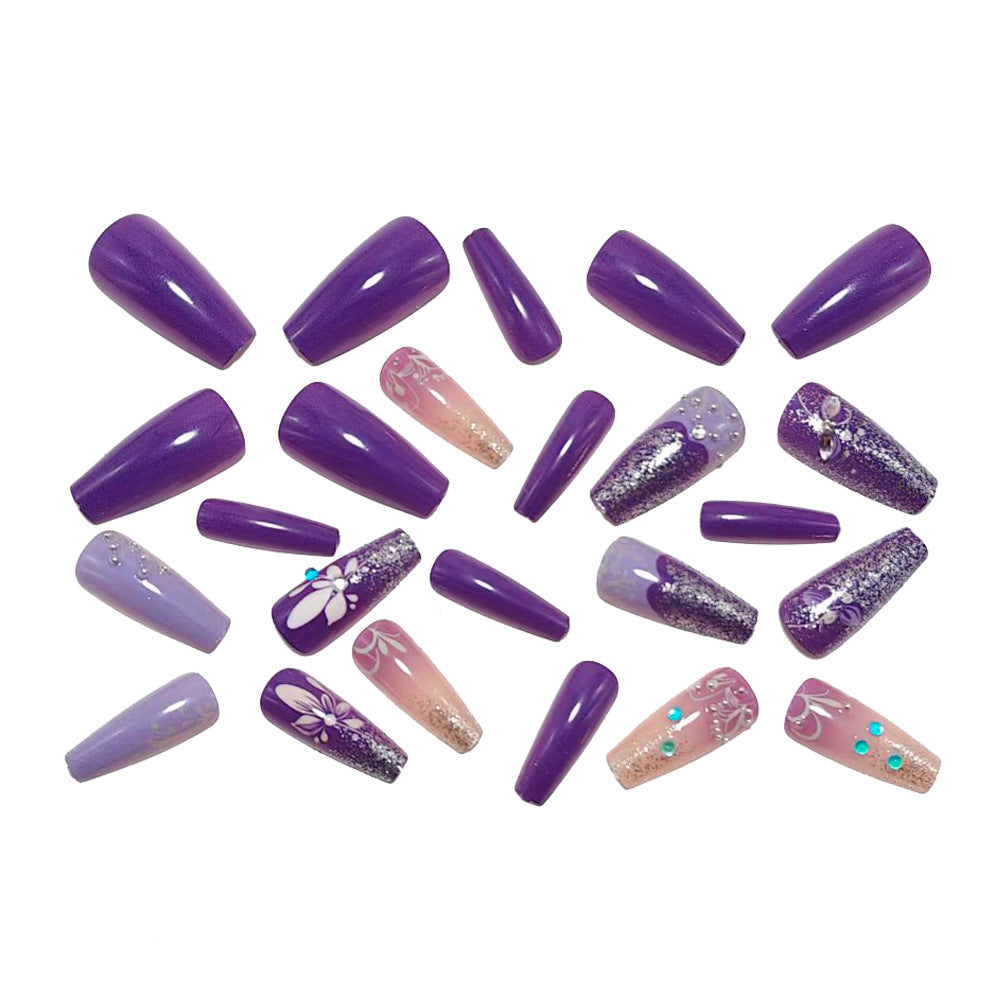 Artificial nails with floral glitter design Stornfield