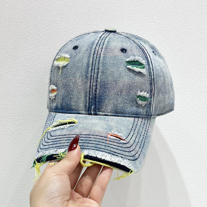 Women's Distressed Denim Baseball Cap Stornfield   1784084142