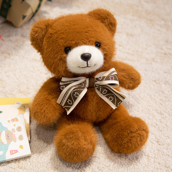 Plush Sitting Collectible Bear with Embroidered Smile, Crystal-Accent Ribbon Bow & Ultra-Soft Faux-Fur Plush Stornfield