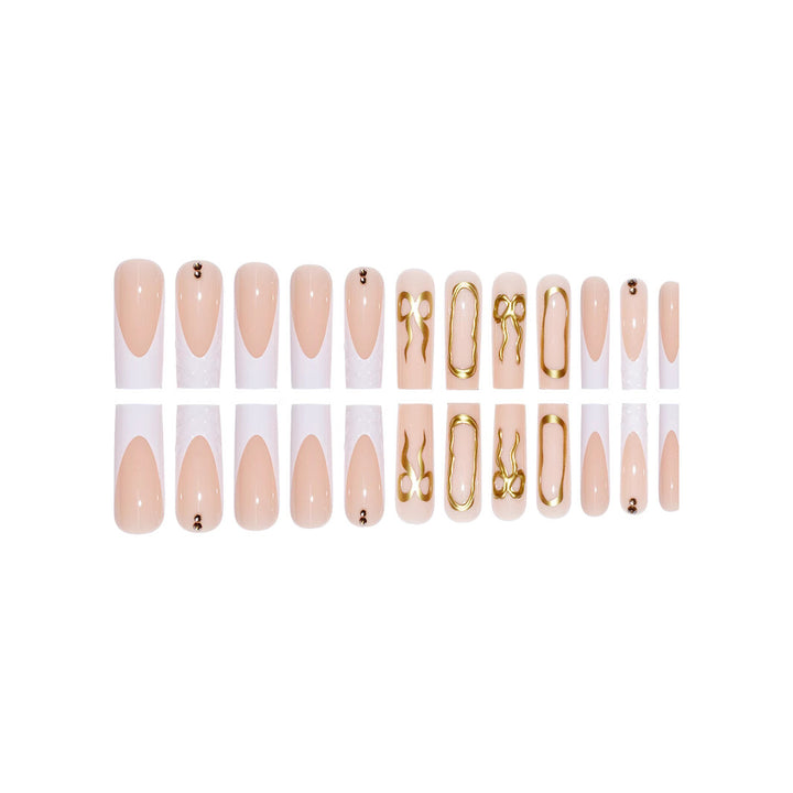 Elegant Bow-Embellished Press-On Nails Stornfield