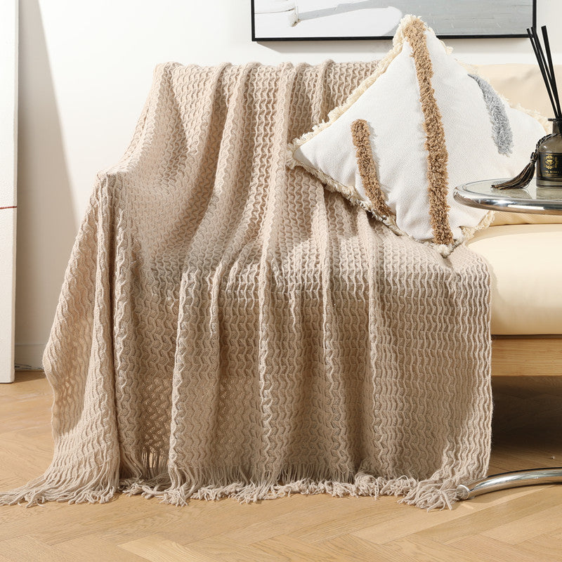 Women Luxurious Knit Blanket with Fringes Stornfield
