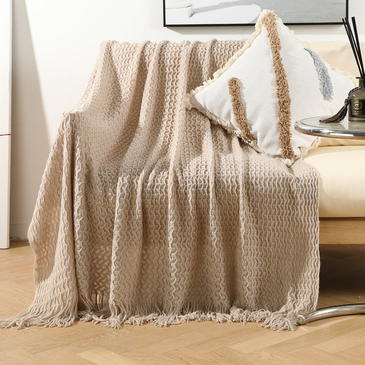 Women Luxurious Knit Blanket with Fringes Stornfield