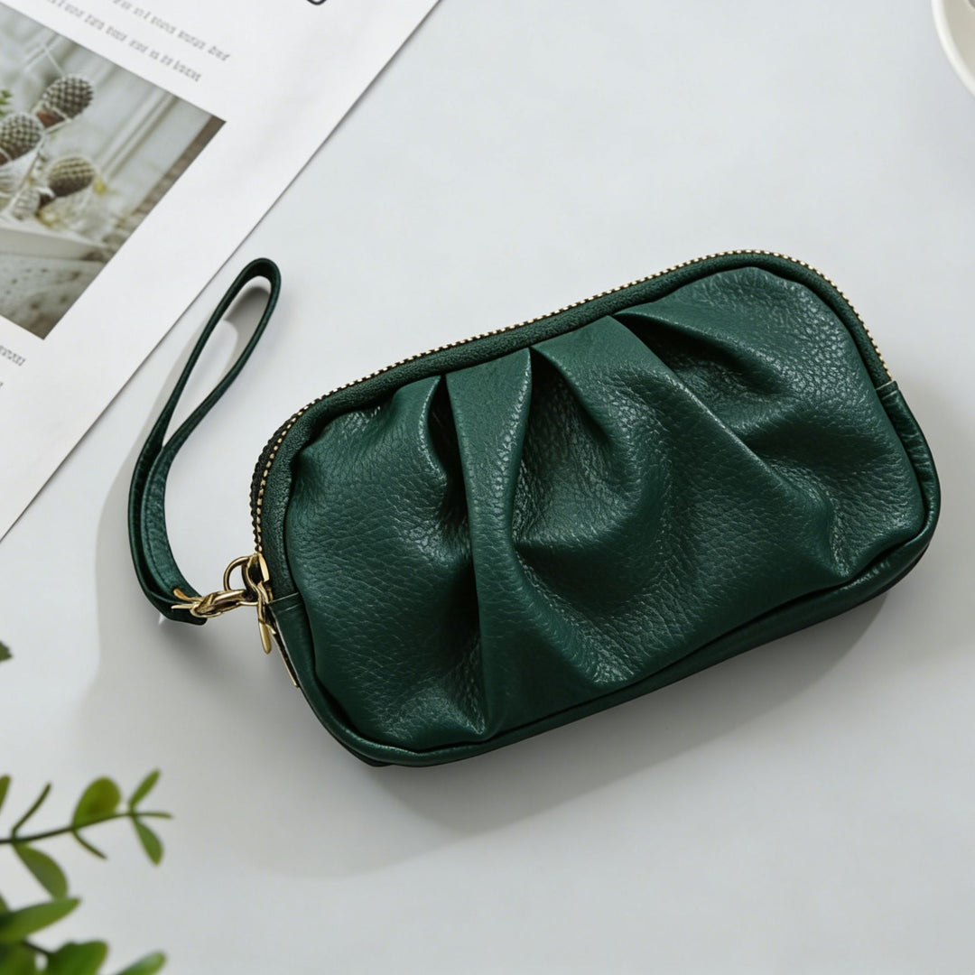 Textured Leather Zip Clutch Wallet Stornfield