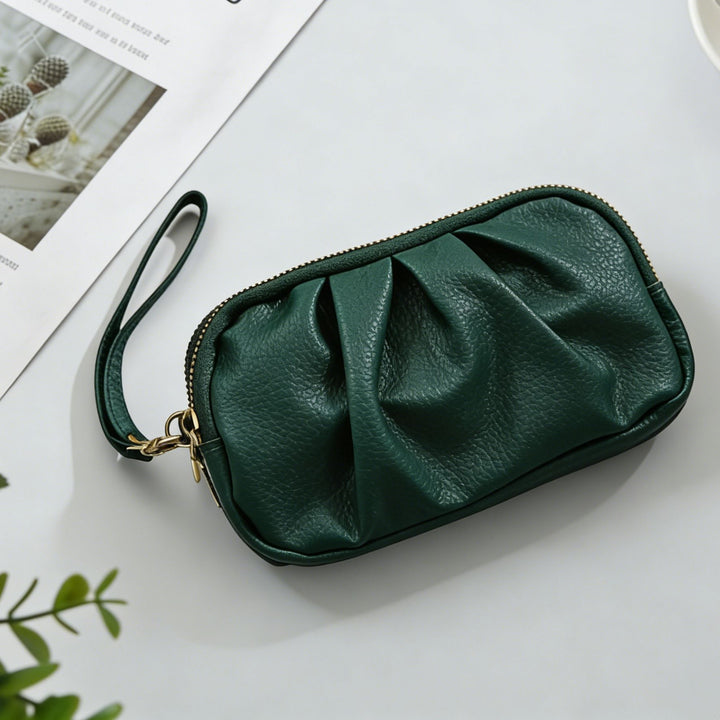 Textured Leather Zip Clutch Wallet Stornfield
