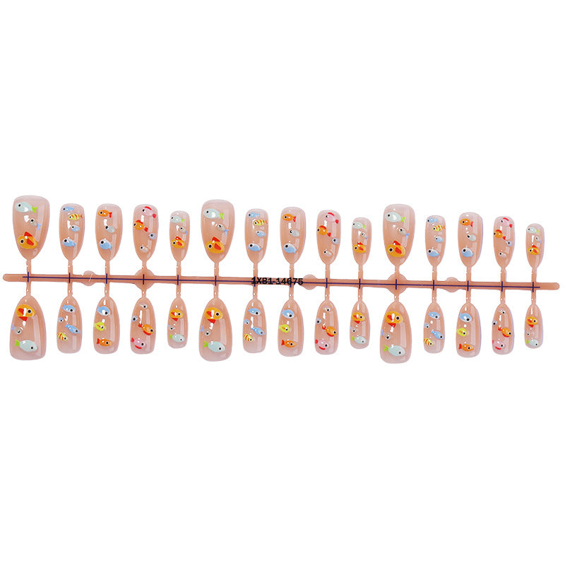 Artistic Fish-Themed Press-On Nail Set Stornfield