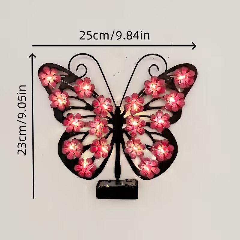 Decorative LED Butterfly Wall Light With Floral Micro-LED Accents And Battery-Powered Control Stornfield