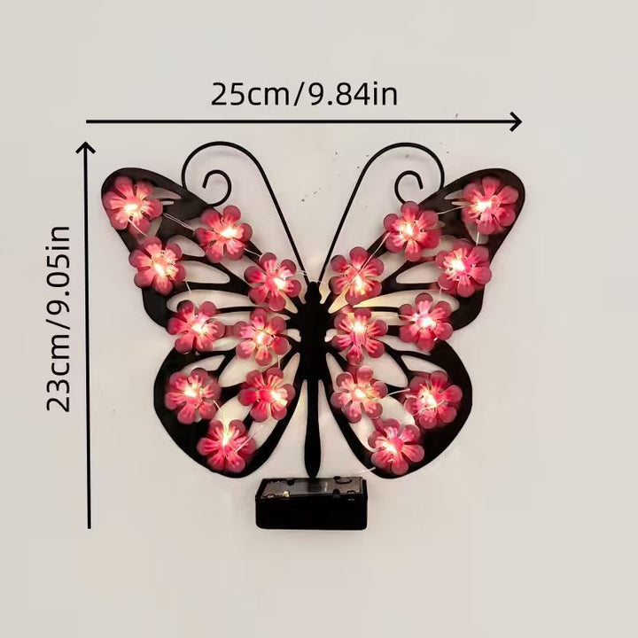 Decorative LED Butterfly Wall Light With Floral Micro-LED Accents And Battery-Powered Control Stornfield